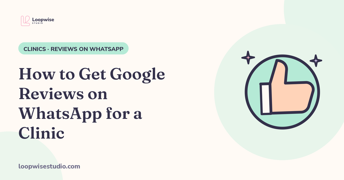 Automated WhatsApp review request flow for a clinic, sent after a completed visit with one reminder