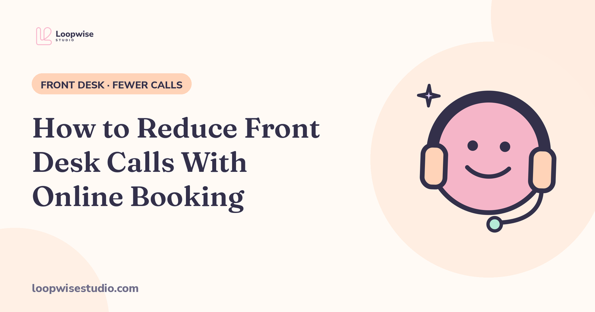Diagram mapping the seven front-desk call types to the online fix that removes each one, ordered as a two-week rollout