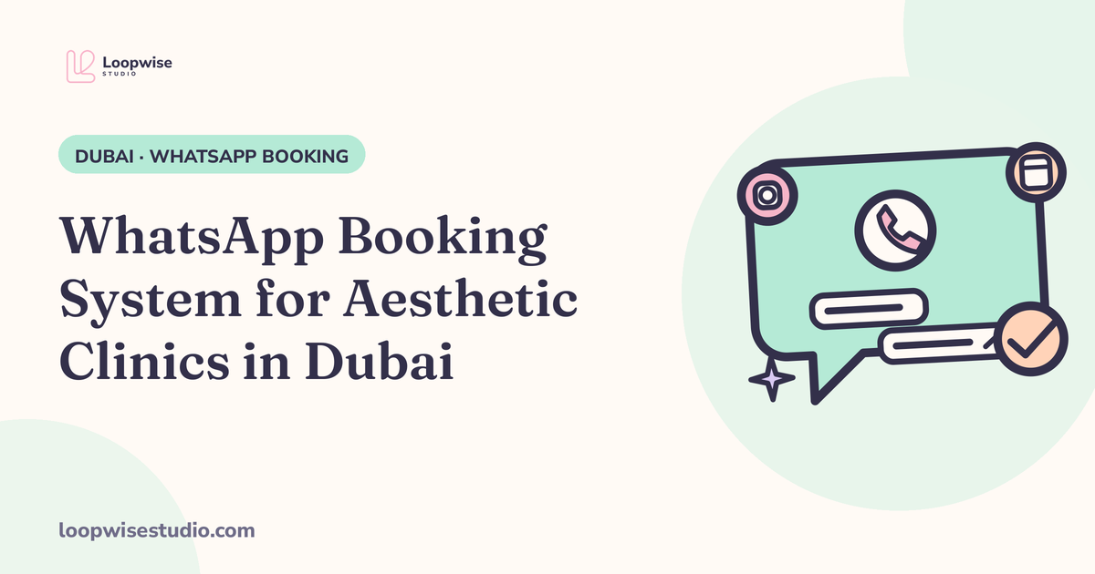 Dubai aesthetic clinic WhatsApp chat with a booking link and confirmed appointment